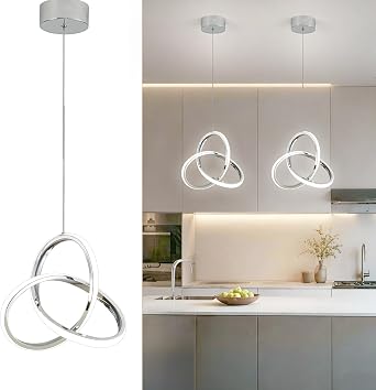 Modern LED Pendant Light for Kitchen Island, W11.8-H74.8 Chrome