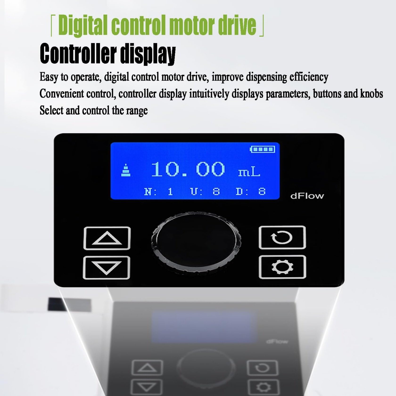 Motorisierter Digitaler Flaschenaufsatz-Dispenser (LCD), Digitaler Flaschenaufsatz-Dispenser, Flaschenaufsatz-BüRette Aus Polypropylen, Einstellbares Volumen: 0,01–99,99 Ml, Labor-Dispenser