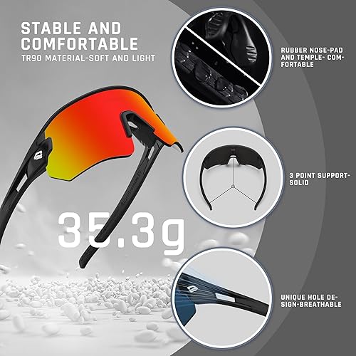 Miniatura 4 de TOREGE Z87 - Gafas de sol para hombres y mujeres, ciclismo, pesca, correr, conducir, béisbol, antiniebla, gafas de sol deportivas, protección UV,