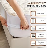 Vista 5 de Protector de colchón acolchado de algodón orgánico de lujo, tamaño King, almohadilla impermeable y transpirable de alta calidad de 13.51 oz/m²
