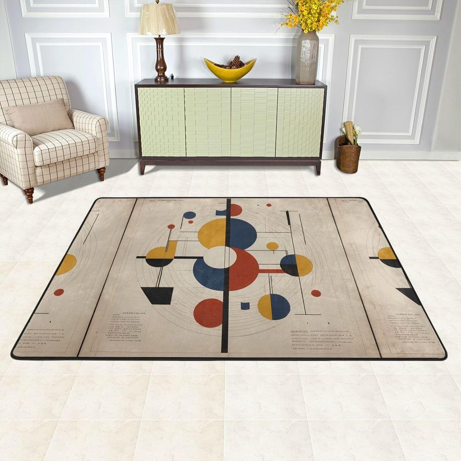 Bauhaus Cube Prints Anti-Slip Floor mat Carpet Rug 72"x48" for Living Room Office Coffee Table Bed Balcony