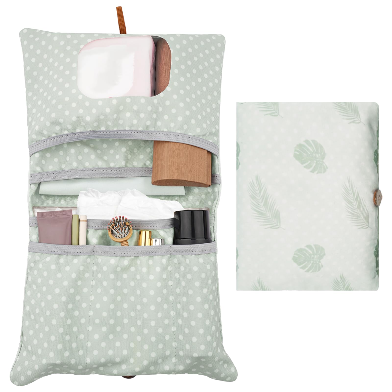 Maxmoc Wickeltasche Organizer und Kosmetiktasche 2in1, Baby Kleine Windeltasche, Windel Organizer für Unterwegs Mutter Windeln Tücher (Leaves)