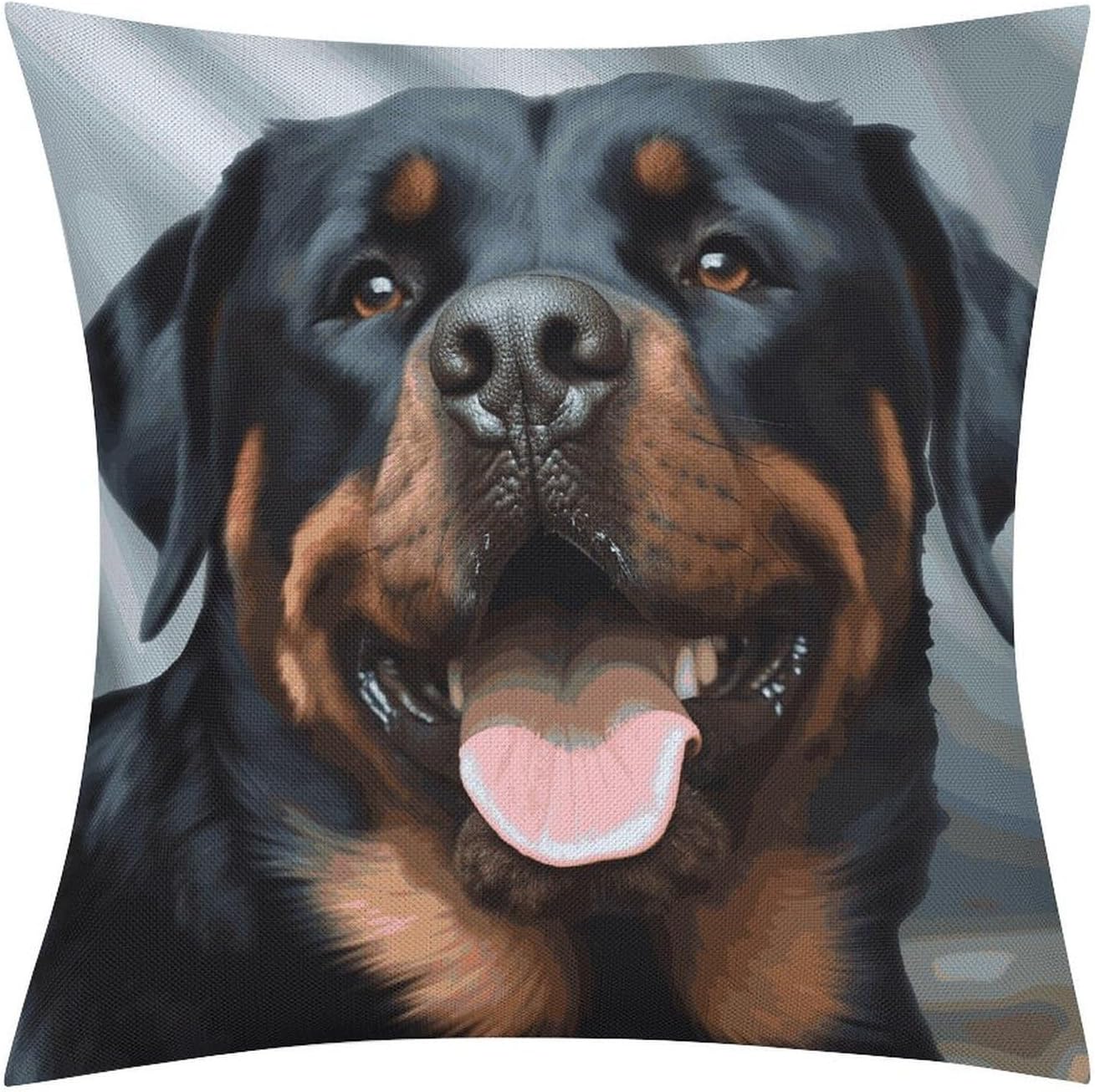 Rottweiler Dogs Tongue Head Pillow Protectors Cute Waterproof Pillow Cover Soft Skin-Friendly Cushion Case Decorative Square Cushion Cover for Couch Sofa Bed Living Room Bedroom