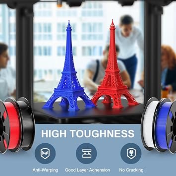 WEEFUN 4 Color PLA Filament Pack for FDM 3D Printers, 3D Printing Material with Four Bright Colors Black/White/Red/Blue, PLA Filaments for 3D Printer, 4 Spools, Total 1KG(2.2LBS)