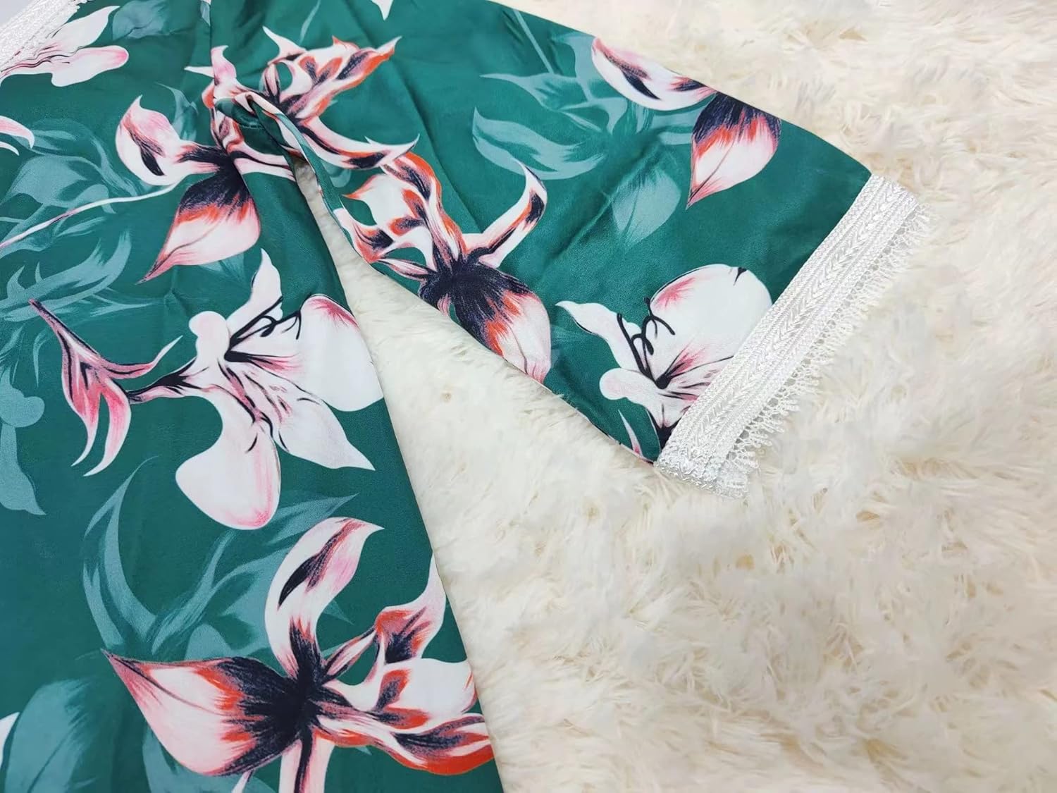 PolyJolly Mother and Girls Matching Abaya Dress Casual Moroccan Kaftan Gown Eid Clothes 0X Woman-green image 4 of 5 B0BX6RS9FB