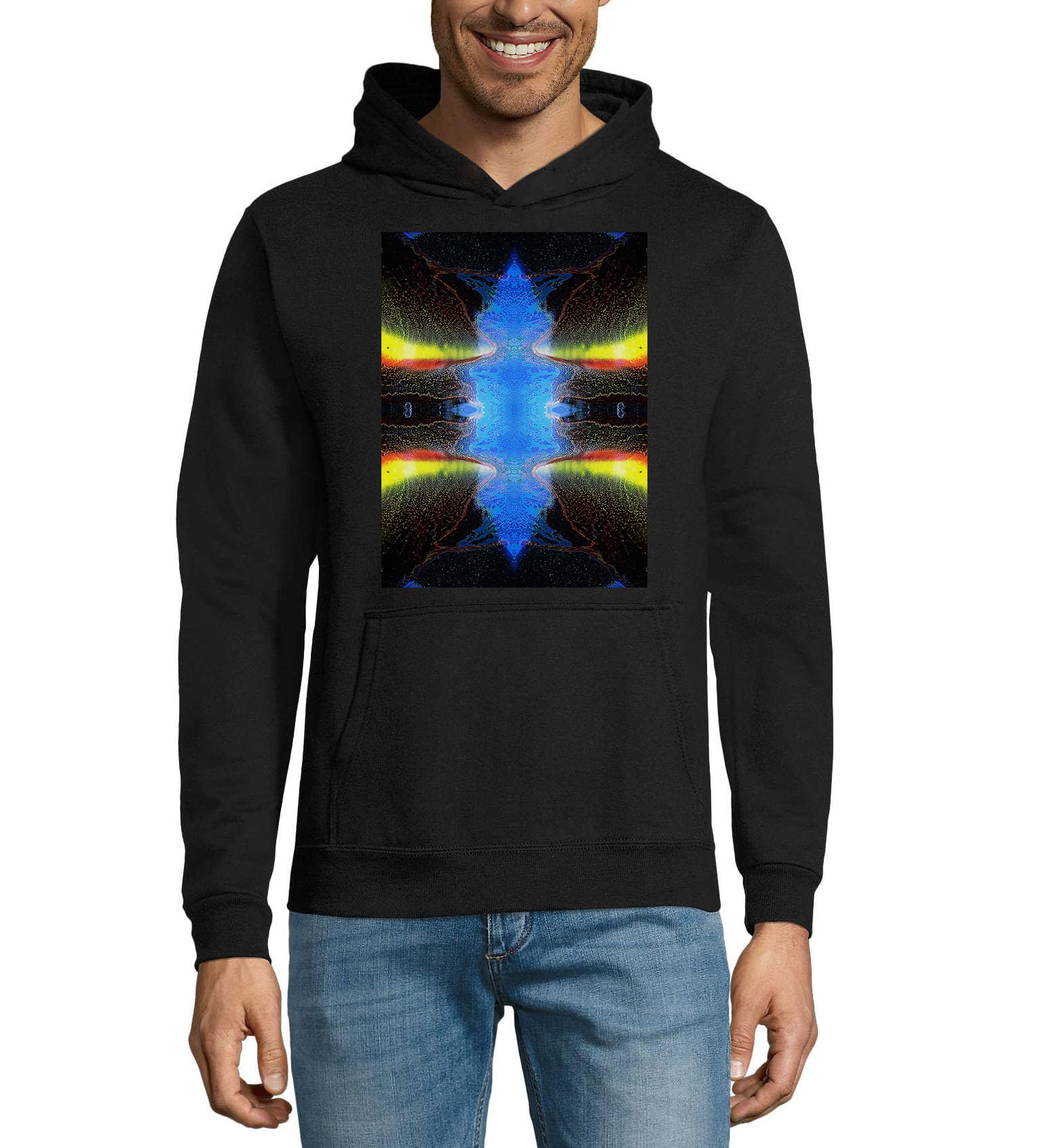 Shapeshifter Trippy Goa Art Felpa con cappuccio unisex in misto cotone nero