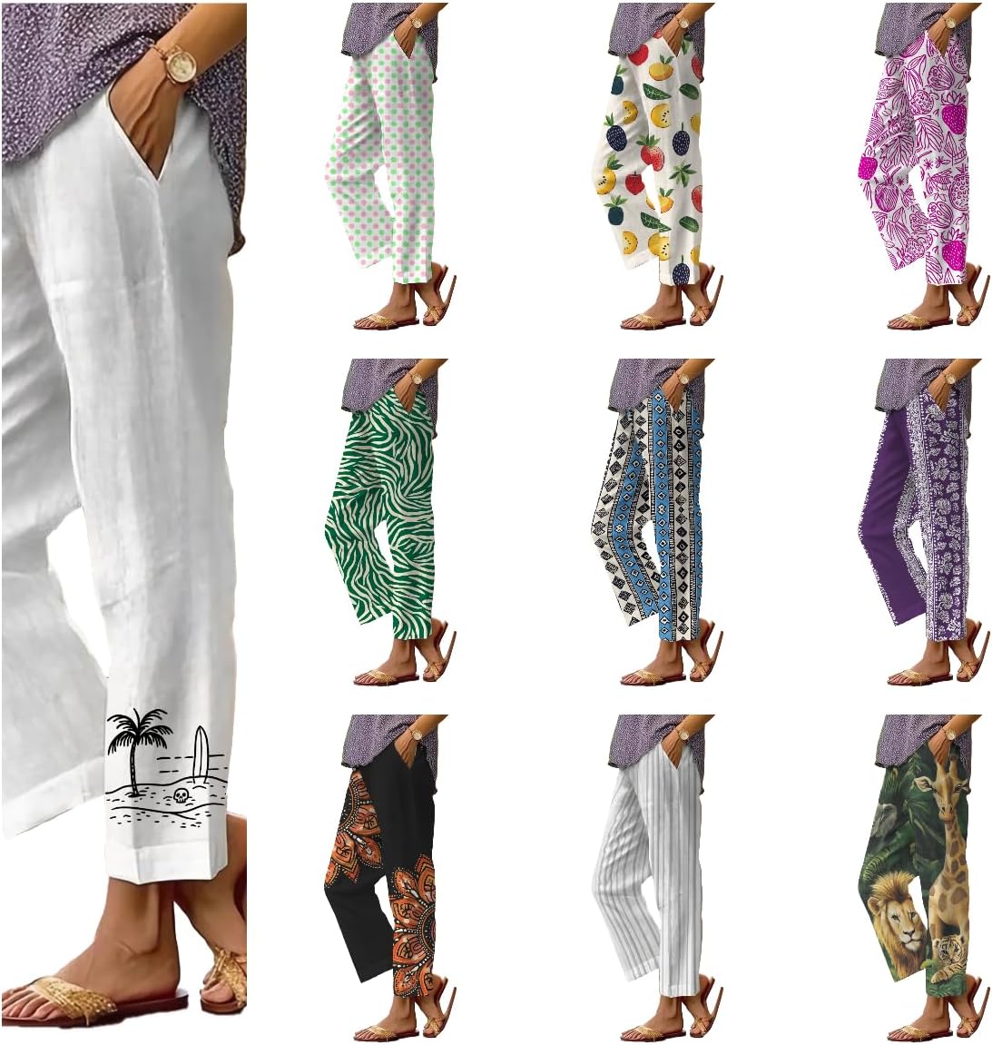 Capri Pants for Women Loose Fit Casual Wide Leg Comfy 2025 High Waist Fashion Festival Lightweight Harem Pants - Image 4