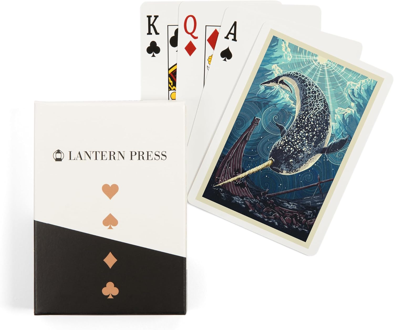 Narwhal, Letterpress, 52 Playing Cards for Adults, Poker Size Card Deck