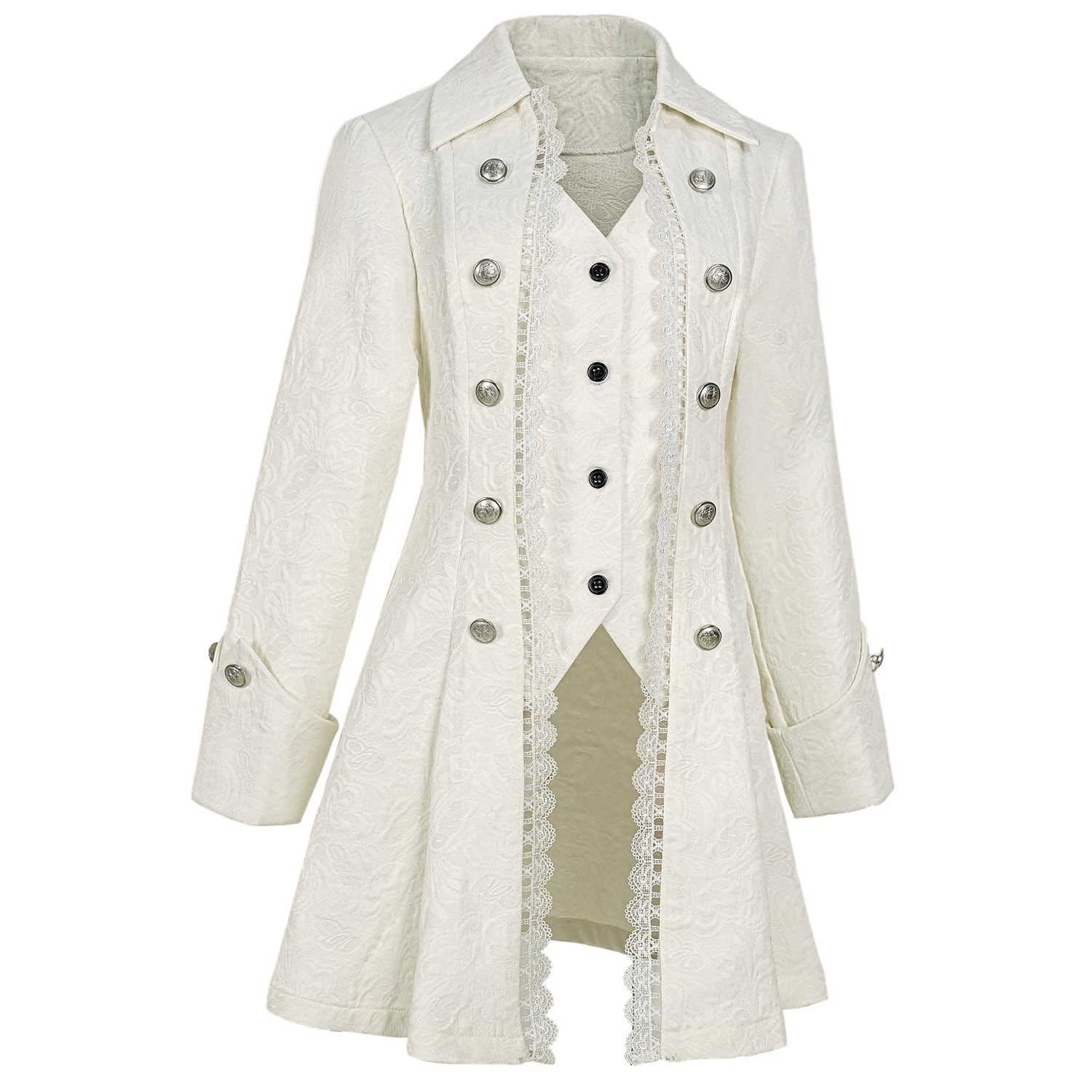 Women's Steampunk Pirate Jacket Medieval Gothic Tailcoat Victorian coat Costume, Z3007wh, XL