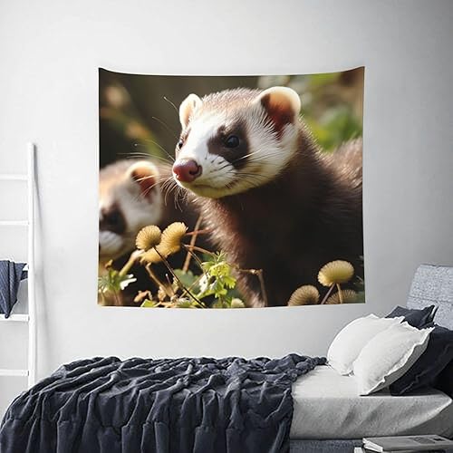 Miniatura 7 de Tapiz de hurón forrajero para colgar en la pared de la sala de estar, tapiz de pared para dormitorio, decoración de pared estética, tapices para