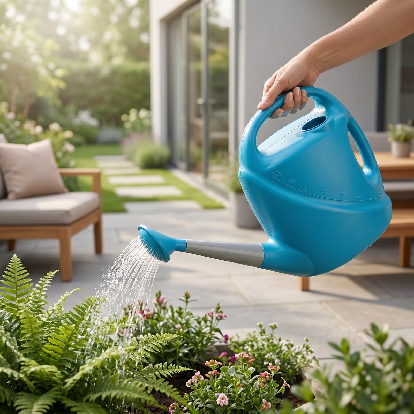 Fockety Innaffiatoio da 10 Litri con Ampia Bocca e Manico Ergonomico per Giardinaggio
