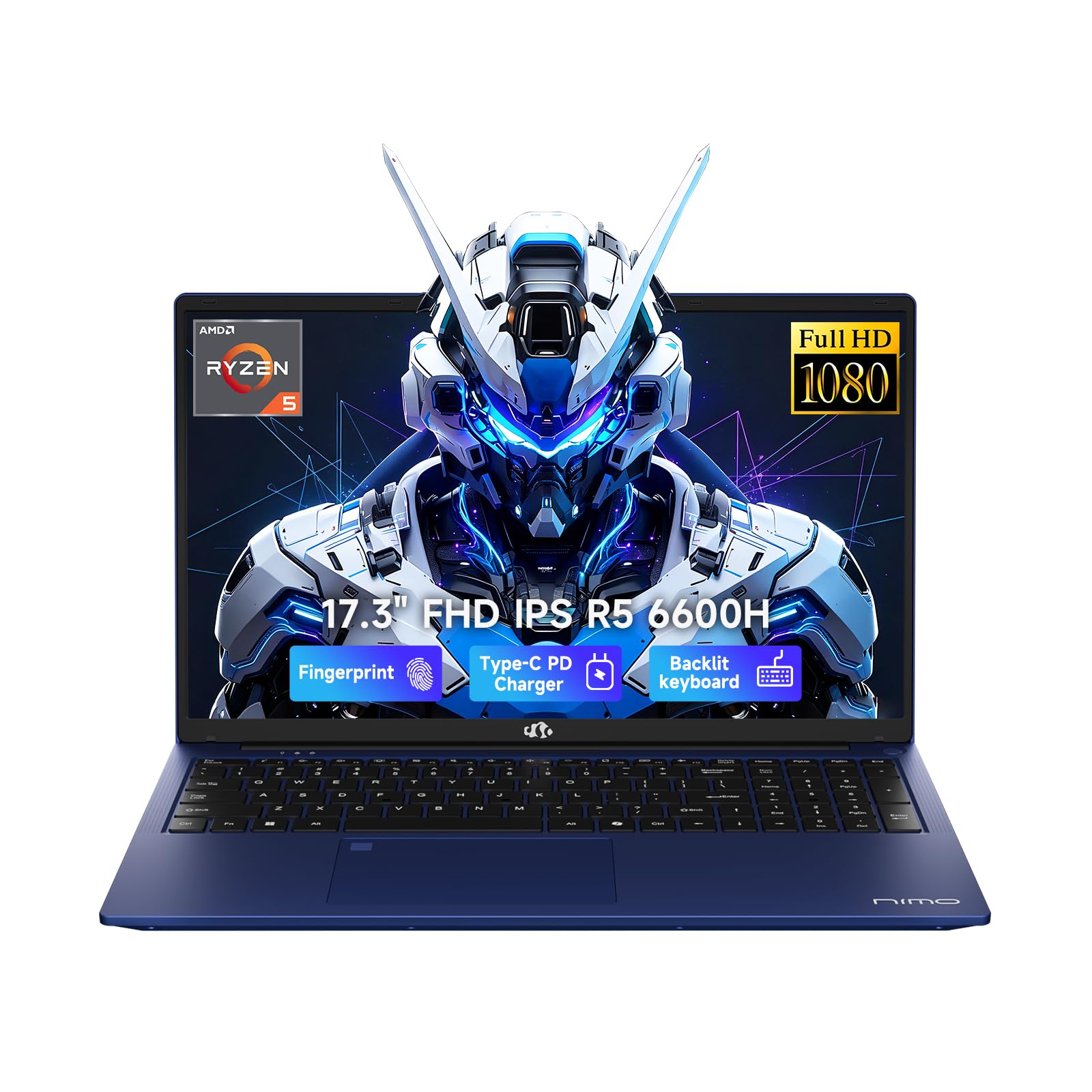 NIMO 17.3" AI-Creator-Laptop, 6-Core AMD R5-6600H 32GB RAM 1TB SSD