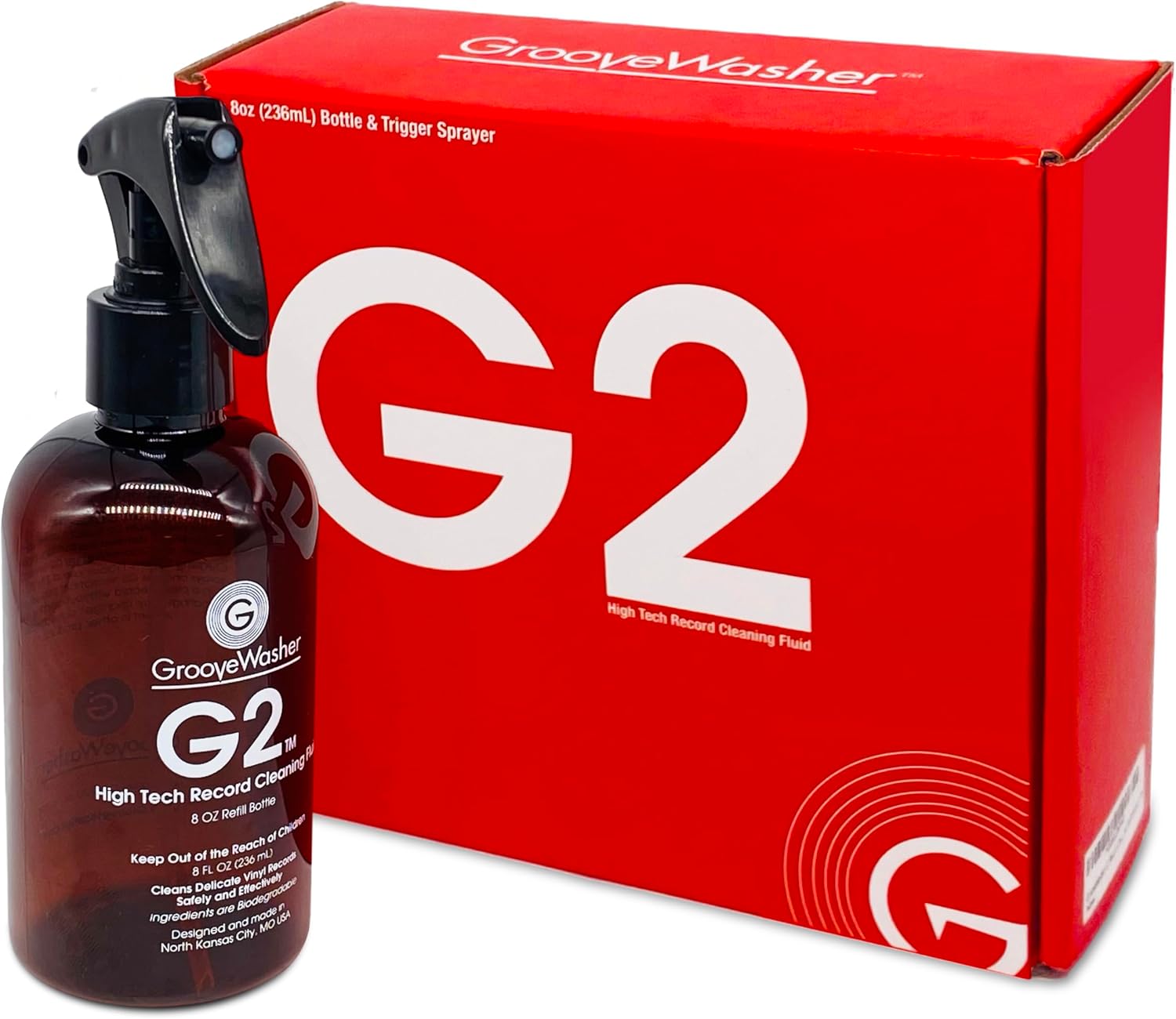 GrooveWasher G2 Vinyl Record Cleaner Solution Spray, 8 Fl Oz Refill