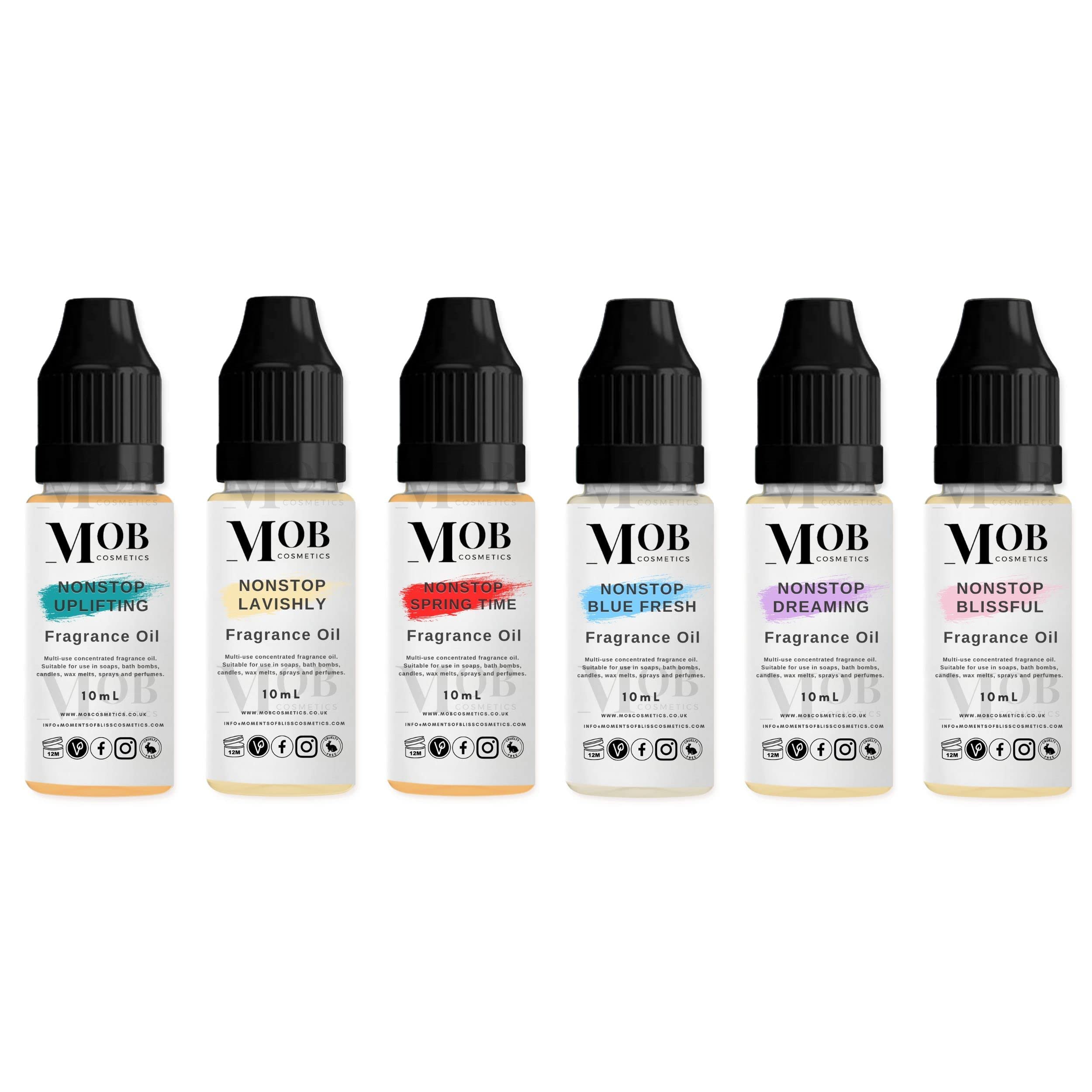 6 x 10mL Luxury and Designer Fragrance Oil Sets - Highly Concentrated Suitable for Soaps, Bath Bombs, Candles, diffusers, Wax Melts and Sprays (Nonstop Collection)