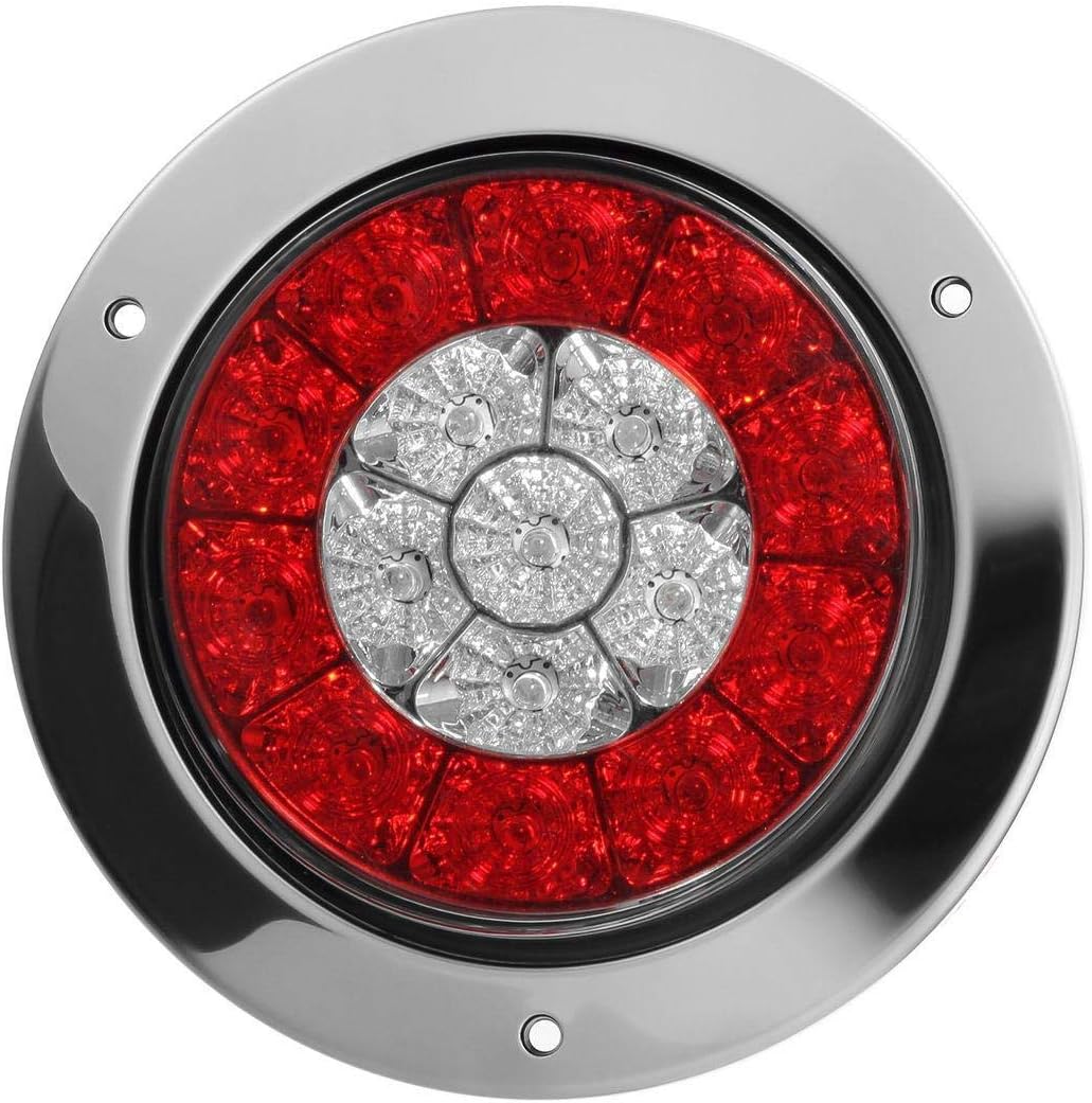 Partsam 4Pcs 6" Oval LED Stop Tail Turn Lights with Integrated Back-up Reverse and Parking Lights 16 LED for Truck Trailer Bus (2 White/Red+2Amber/Red)