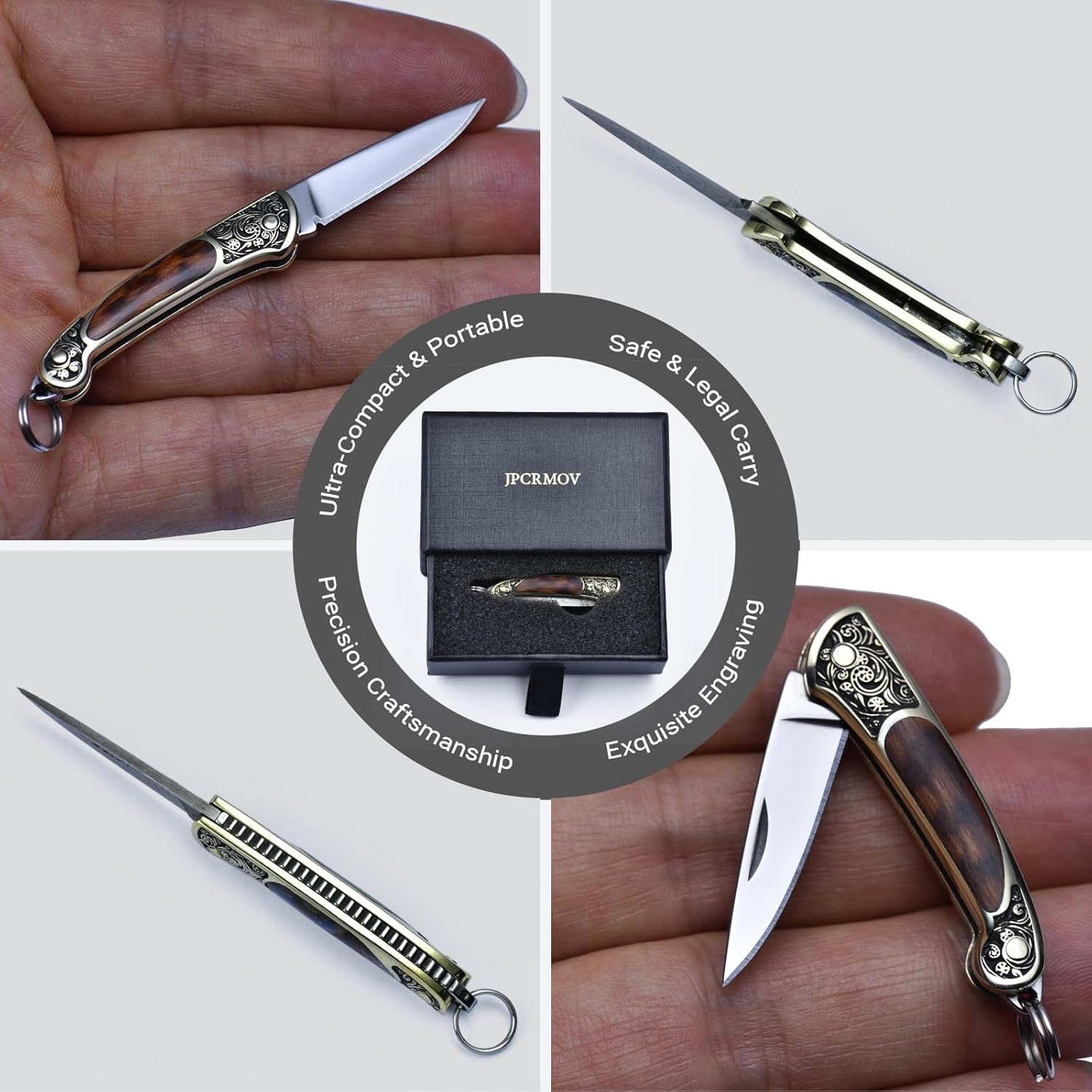 Mini Keychain Pocket Knife, Micro Folding Blade Tiny EDC Tool, Small Box Cutter & Package Opener, Lightweight 9g Men's Gift with Box