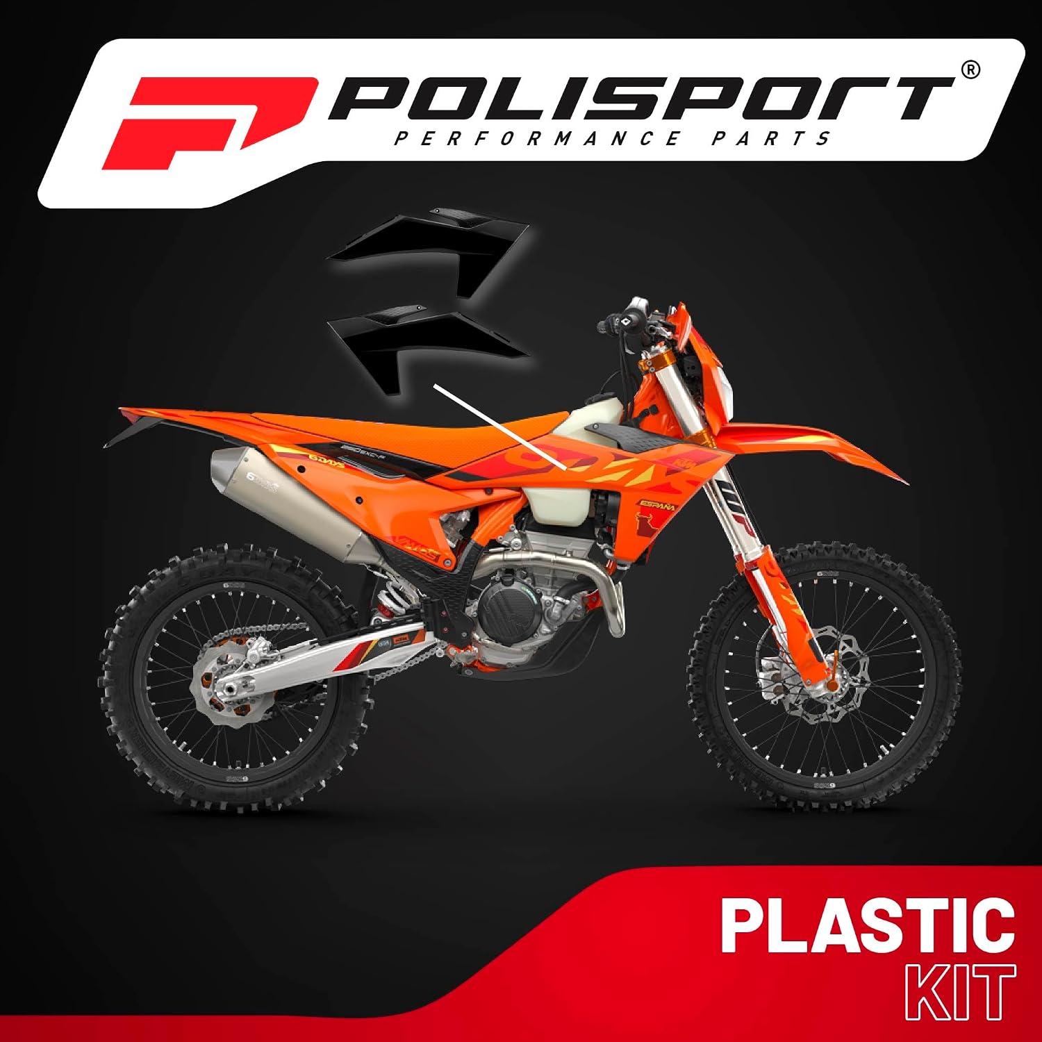 Polisport Radiator Scoops – Black Panels for KTM EXC/SX/XC (2023-2025) – OEM Fit, Glossy Finish, Lightweight & Impact-Resistant, Easy Installation