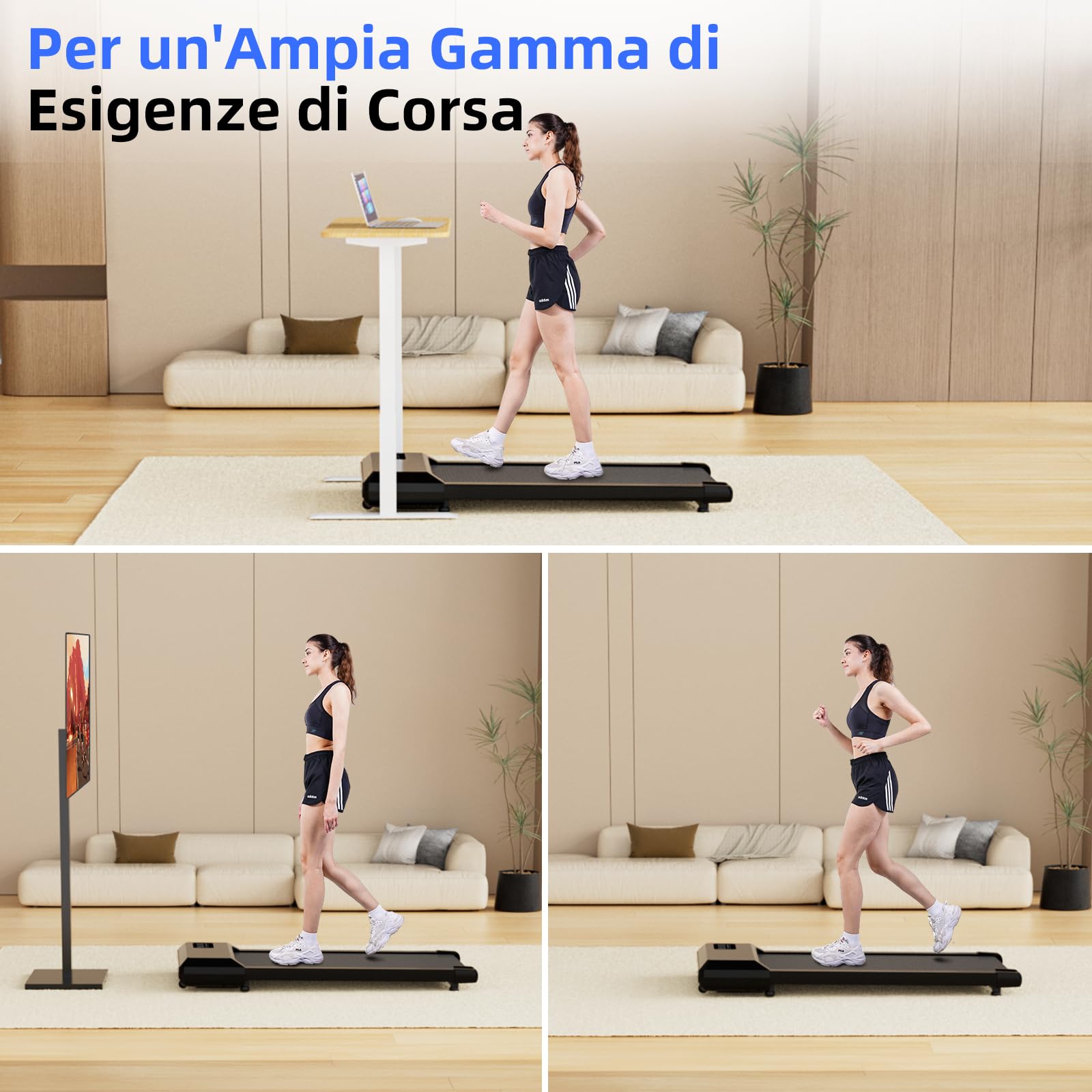 Tapis Roulant DeerRun Smart - 2.5HP, Controllo APP, Corsi Multiplayer, Walking Pad - Foto 6