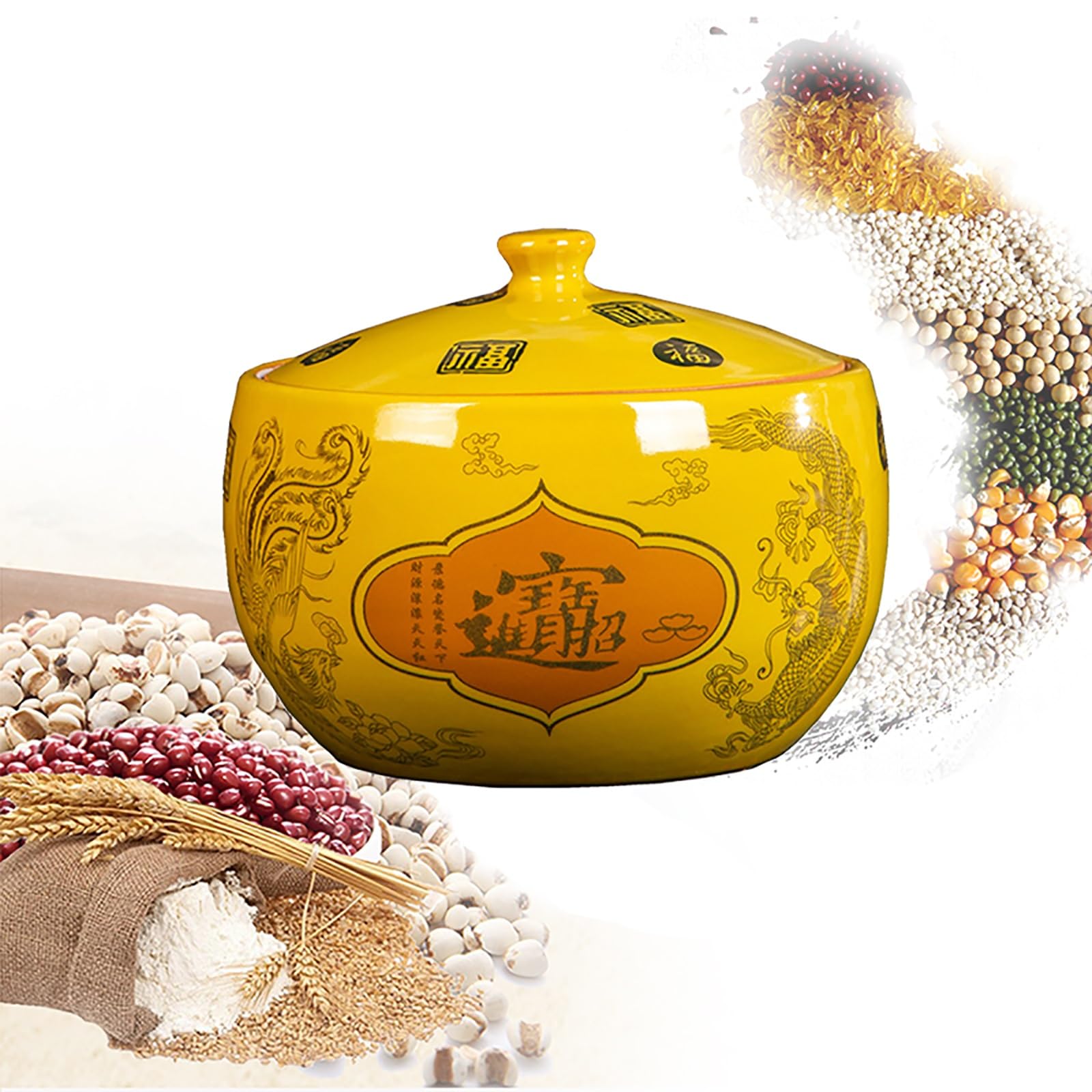 Contenitori Ermetici per Alimenti con Coperchio Contenitore Riso Dispenser Cereali per Alimenti per Farina, Riso e Frutta Secca(18x14cm/7x6in)