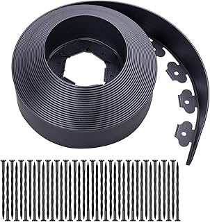 Garden Edging，110ft Landscape Edging with 240 Spikes for Lawn 4 Inch Tal...