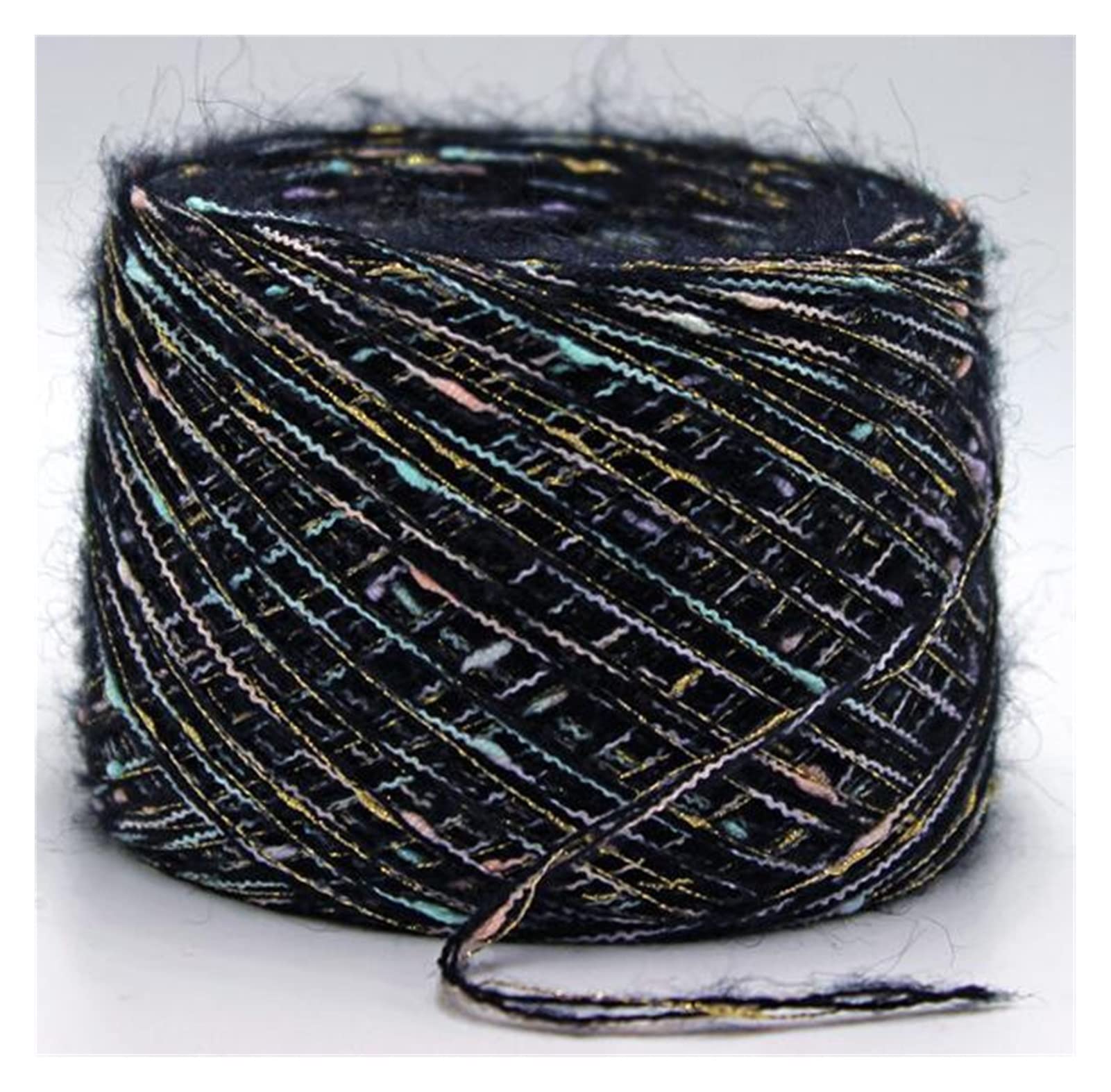 250 g de Tinte de Espacio Especial 70% de Lana Hilo Metalizado for Tejer de Mano Mohair Hilado de Ganchillo for la Ropa de Punto de Moda Croche Ovillos Lanas (Color : A Black)