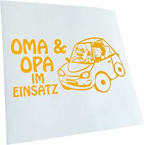 Con scritta in lingua tedesca Oma und Opa im Einsatz, 20 x 10 cm Adesivo per auto