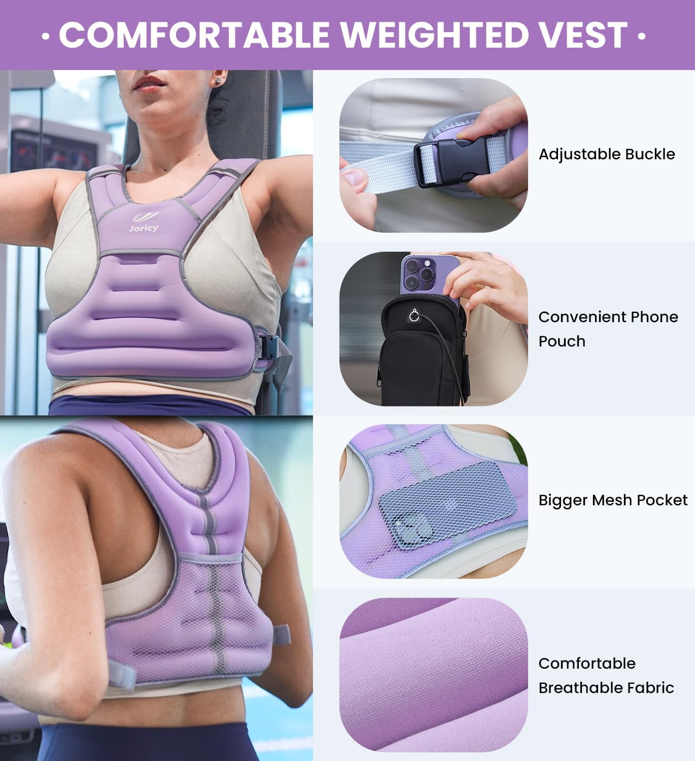 Weighted Vest Woman Men 6lb 8lb 10lb 12lb 15lb 18lb 20lb 25lb Weight Vest for Women, Rucking Vests with Reflective Stripe for Walking Running Workout Strength Training Weight Loss Fitness Weightlifting