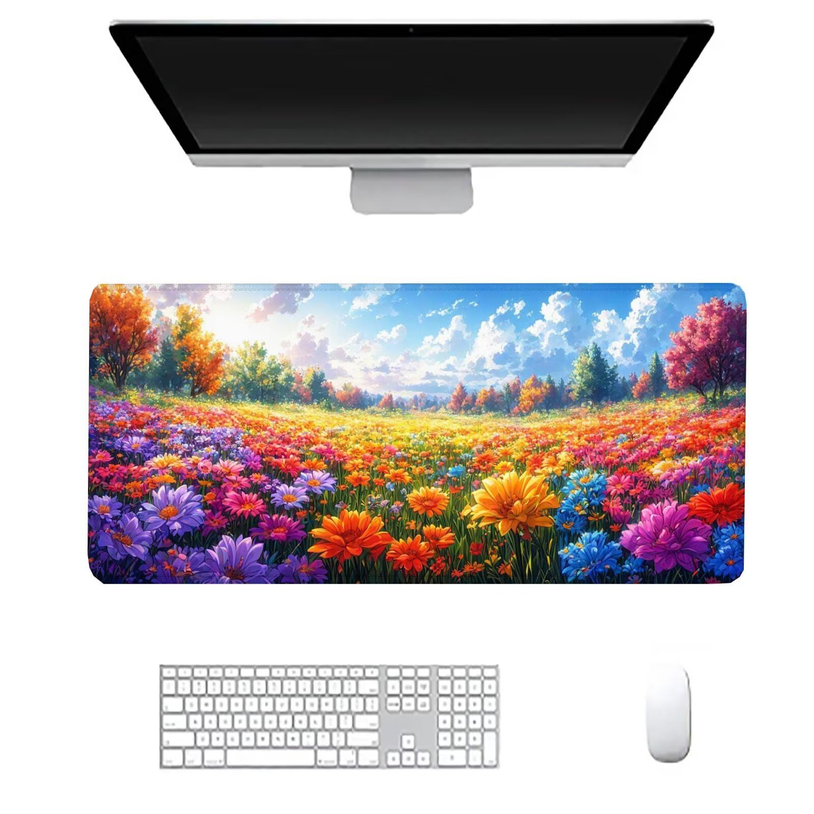 Podkładka pod mysz morskie kwiaty duża podkładka na biurko gracz żółta podkładka pod mysz XXL 1200 x 600 x 3 mm niestandardowa podkładka pod mysz, ochraniacz na biurko na biurko, do domu Deco