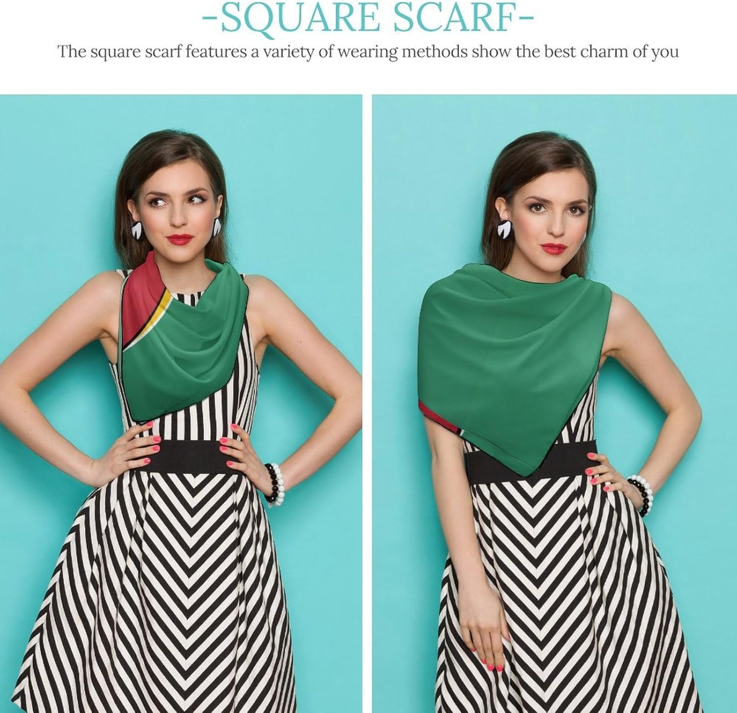 Head Scarf for Women Square Neck Head Scarf Lightweight Chiffon Bandana Hair Wrap Headband 27 Inches - Image 4