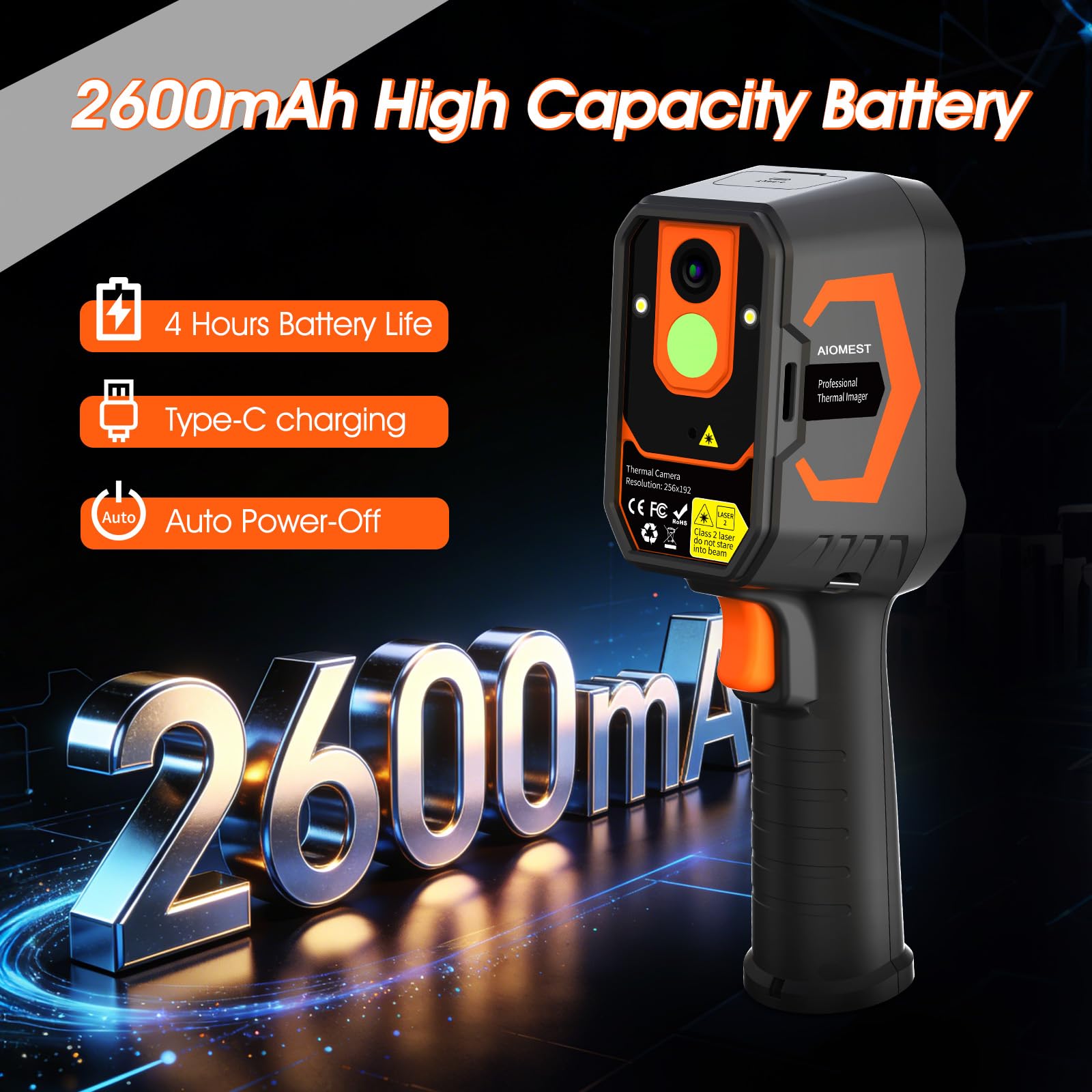 Cámara Térmica Detectora de Fugas de Agua/Aire AIOMEST, Pistola Infrarroja 512x384 TISR con Software PC 2D/3D, Cámara 2MP, Rango -20°C a 550°C para Fontanería, Inspección HVAC, Electricista