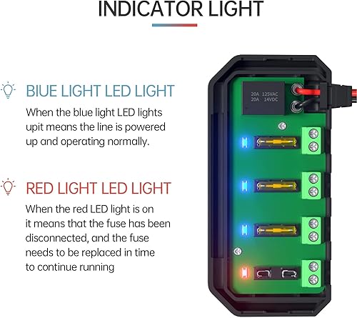 Miniatura 2 de Caja de relés, 4 vías y caja de relés, cableado rápido 12V 20A con indicador LED para motocicleta, coche, camión, RV EV