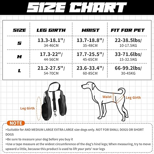 Miniatura 5 de ROZKITCH Arnés de apoyo para perros para mascotas, arnés de elevación trasera para patas traseras, arnés reflectante para perros, aprobado por