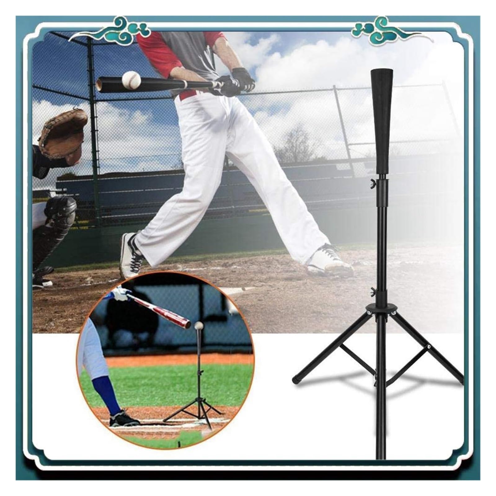 Béisbol Batting Tea de Golpe Trípode tee de bateo béisbol y sóftbol, ​​tee Goma Ajustable, trípode Entrenamiento, Equipo práctica