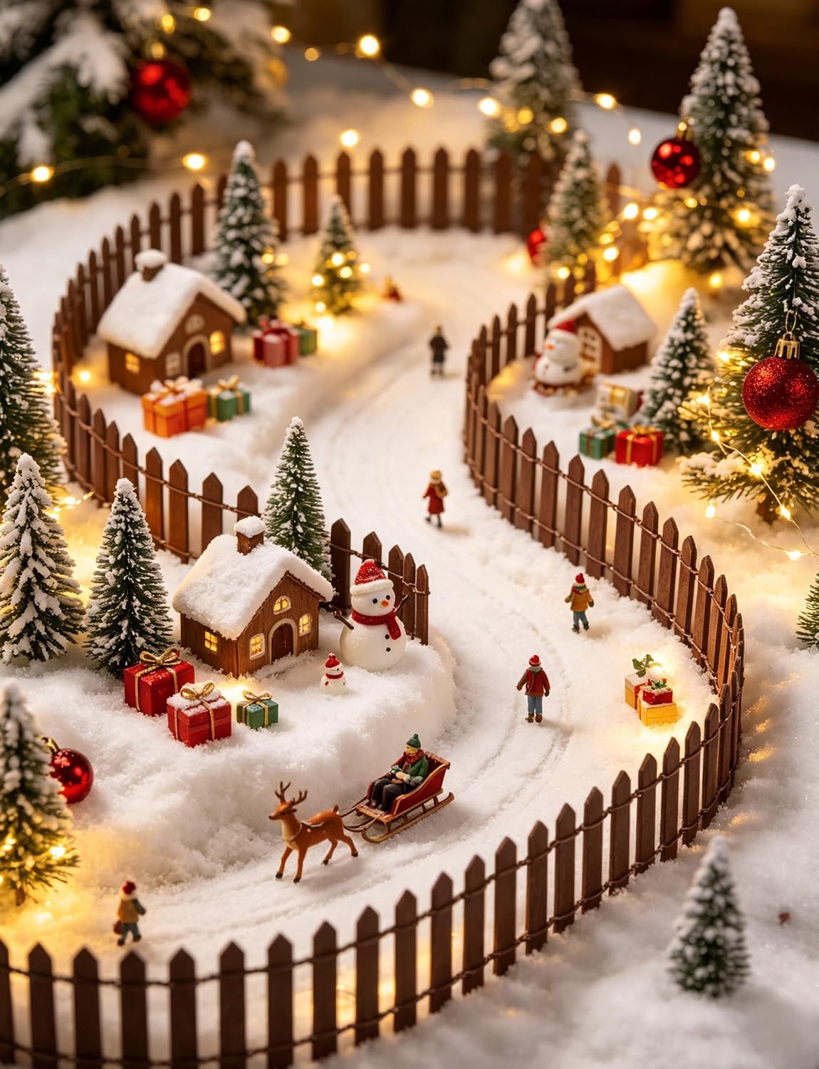 3 PCS 35 Inch Brown Christmas Garden Fence, Brown Miniature Fairy