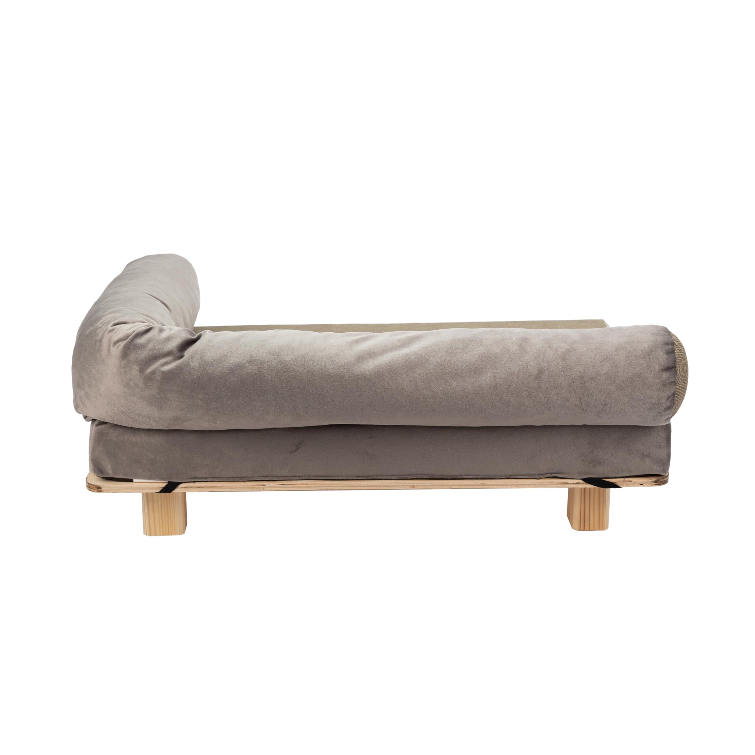 Ferplast Cama para Perros y Gatos en Madera certificada FSC® con cojín Suave, Estilo, Comodidad y Durabilidad, 76 x 46 x h 24 cm.