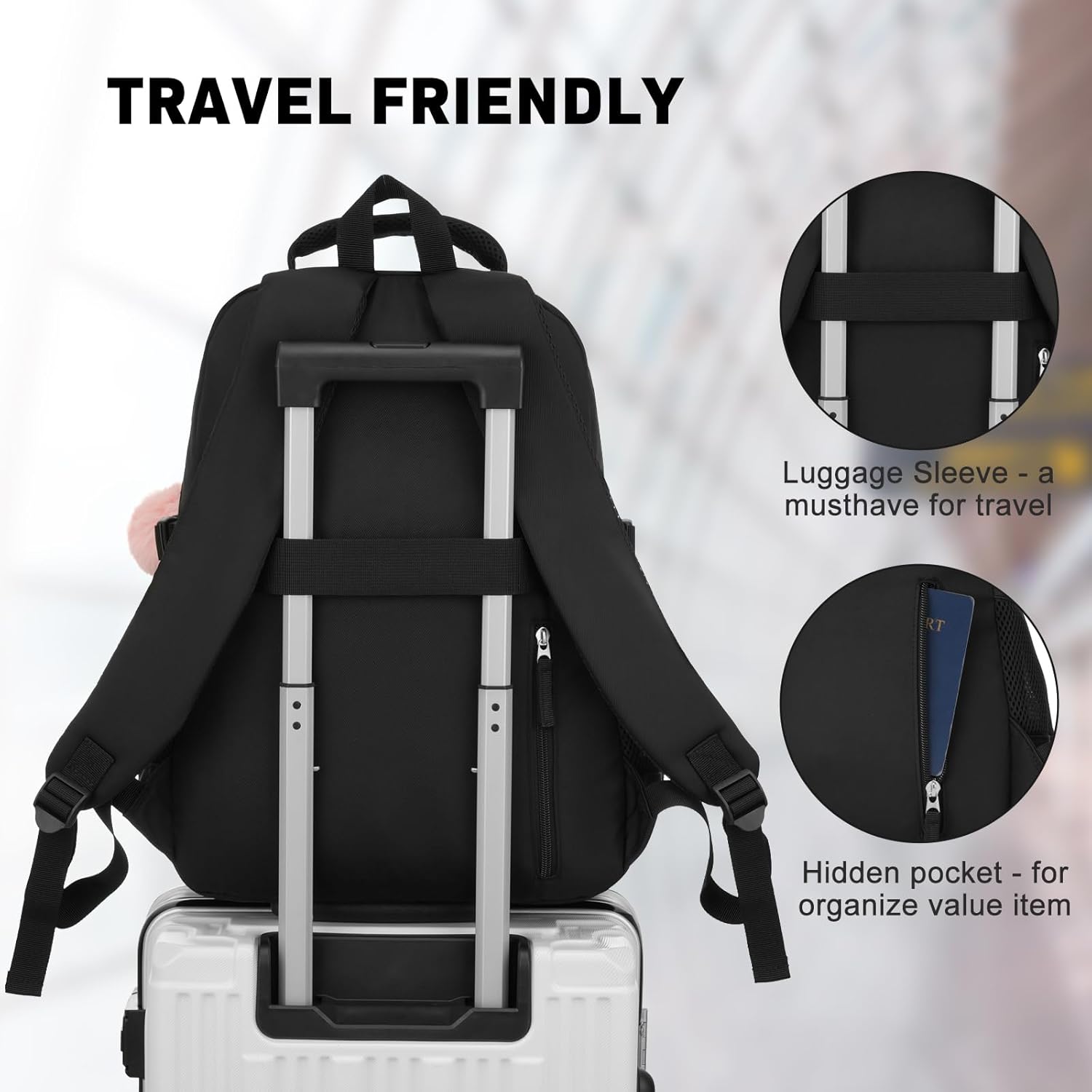 YAMTION School Backpack for Teens, Laptop Backpack Fits 15.6Inch Notebook for Travel,Book Bags with Large Capacity,Casual Back Pack for Girls Middle and High School College