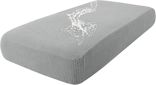 Miniatura 13 de hyha - Fundas de cojín impermeables para sofá modular, fundas de cojín de sofá en forma de L, tela jacquard gruesa, funda de diván con parte Gris