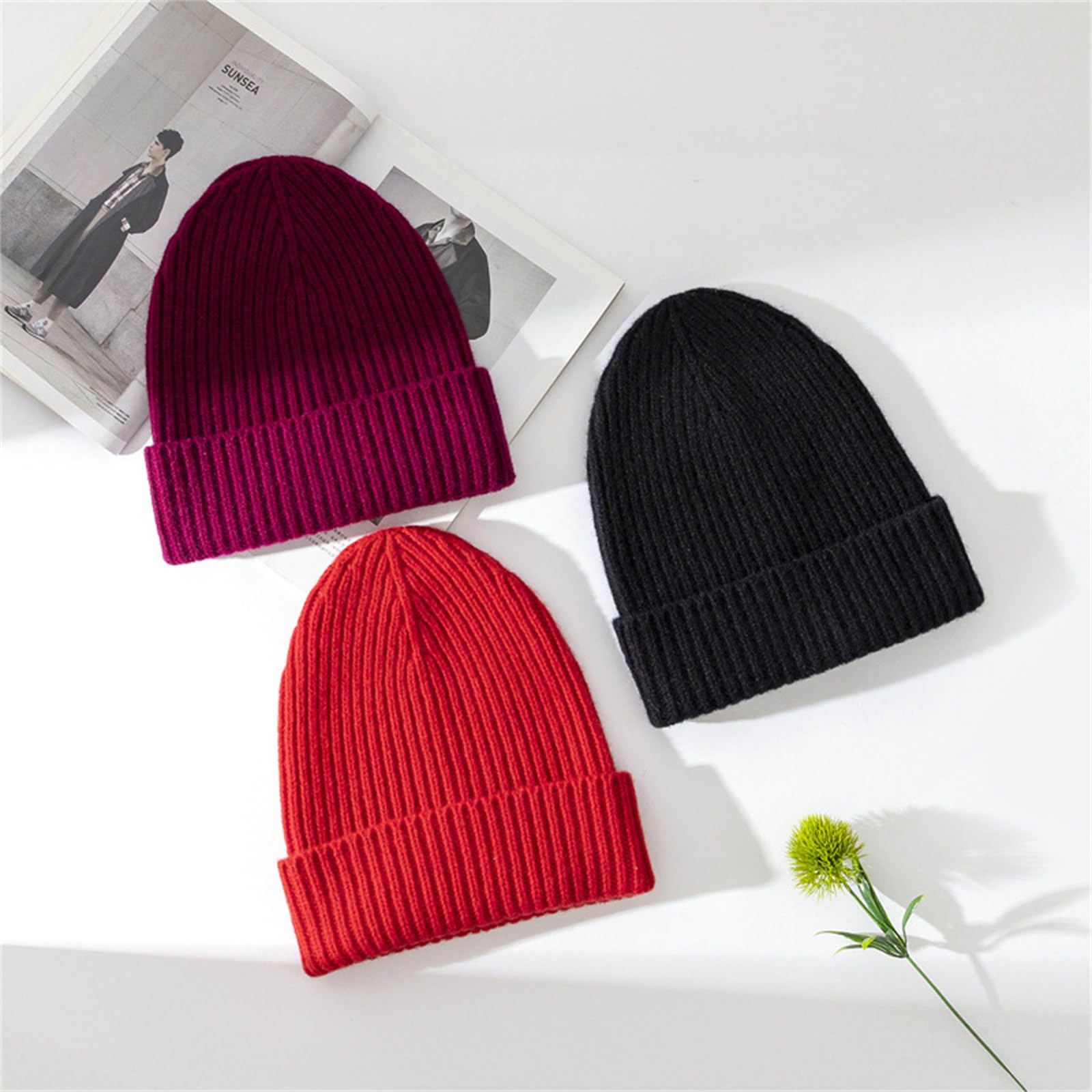 Cappello Lavorato a Maglia Cappello Cinese di Lana Rossa A Maglia La Circonferenza della Testa Grande Cappelli da Uomo