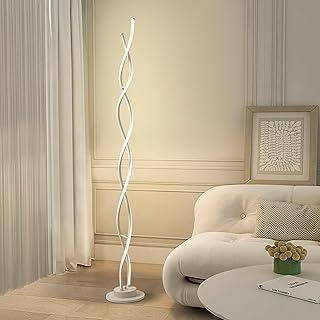 AManLife Lampara de pie, Lampara de pie salon LED, Lamparas de pie para salon con 3 temperaturas de color y 5 niveles de brillo, 145CM Lámpara de pie Blanco para Salón con Mando a Distancia.