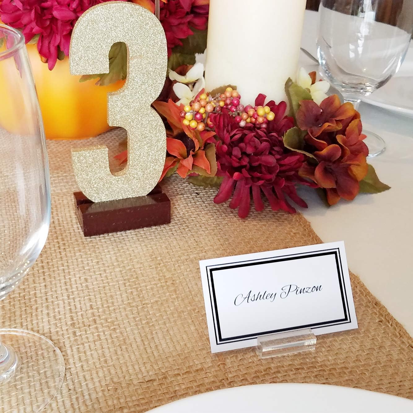 OnFireGuy 96pcs Place Card Holder Display Stands 1.25" Acrylic Card Holders for Wedding Place Cards Table Numbers Product Labels Slotted Name Place Card Sign Display Stands