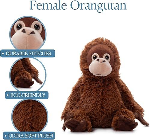 Miniatura 2 de The Petting Zoo Peluche de orangután, regalos para niños, animales salvajes del zoológico Onez, juguete de peluche de orangután de 12 pulgadas