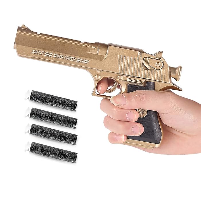 Buy Alisaso Golden Desert Eagle Toy Foam Dart Toy Guns for Kids with Rubber Bullet Pistol Mini