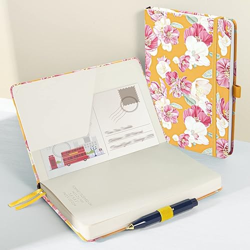 Miniatura 4 de DAOLEN - Cuaderno clásico con tapa dura de cuero, diario A5 con 160hojas numeradas, con rayas angostas, papel grueso de alta calidad de 3.53ozyd,