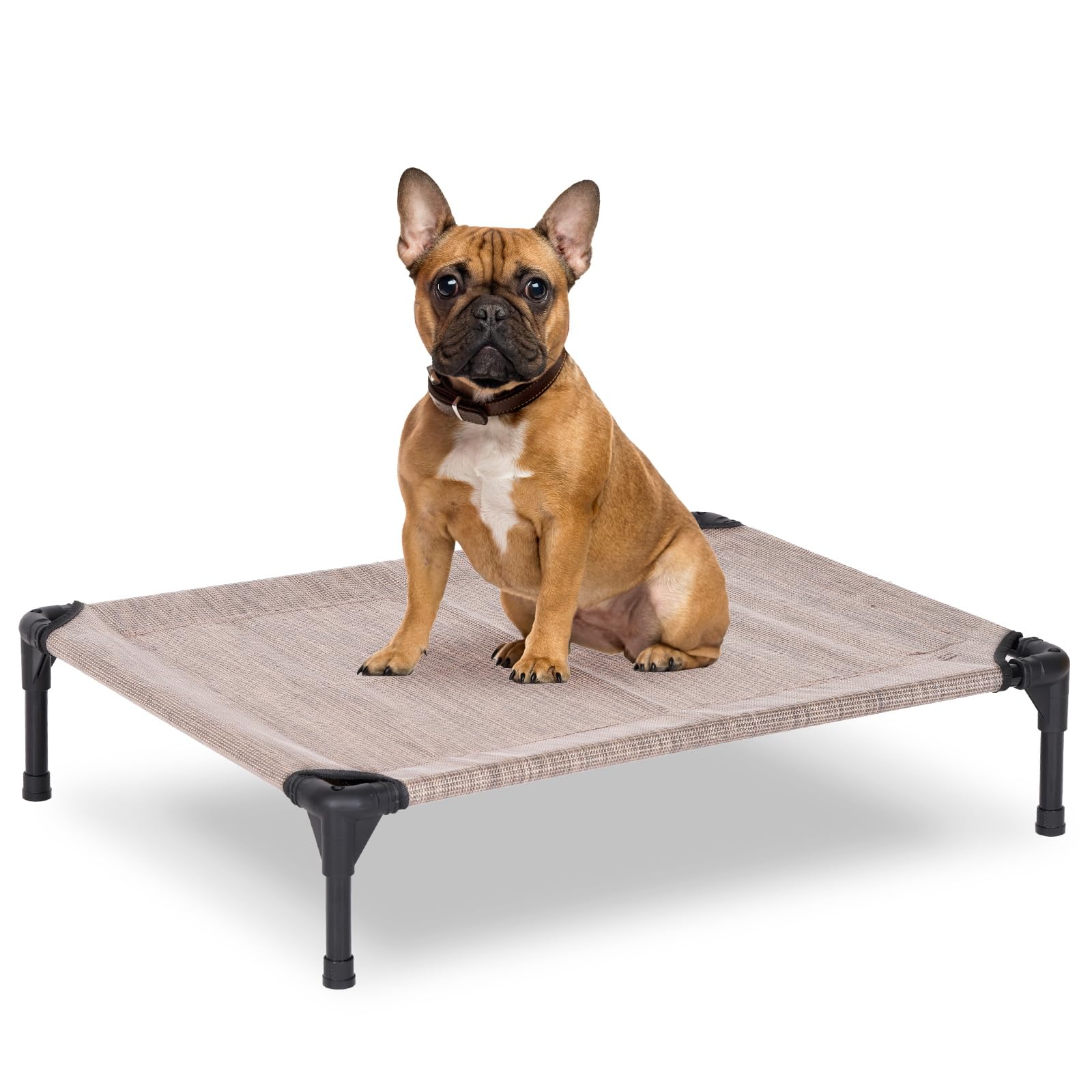 improve Dog Bed for Outdoor, Medium Raised Dog Cot with Washable Mesh, Cooling Pet Cot Chew Proof for Outside Camping, 32'x25' Grey