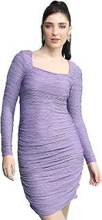 Tokyo Talkies Women's Long Sleeves Square Neck Solid Dresses | Stylish Dresses | Casual Dresses