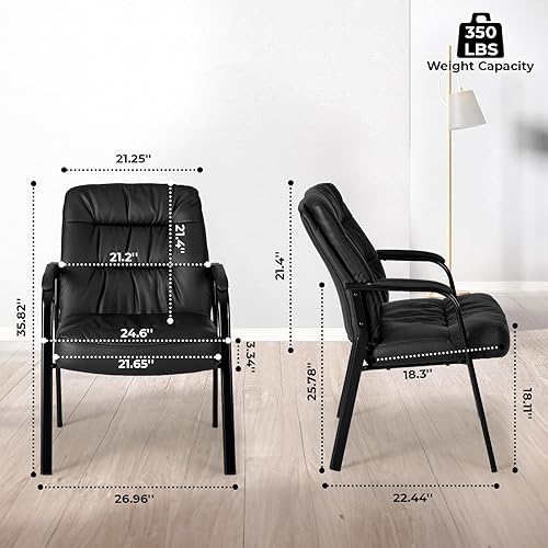 Miniatura 2 de OLIXIS Silla ergonómica de recepción para invitados, de piel sintética, silla de escritorio ejecutiva para sala de espera de conferencias con