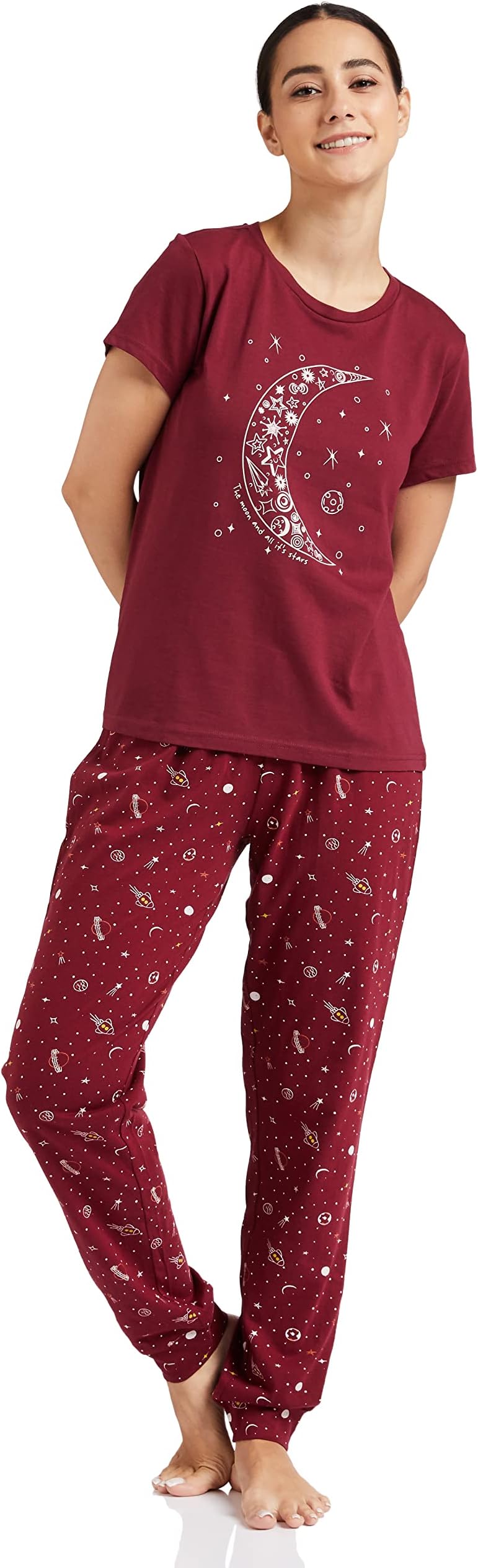 Amazon Brand - Eden & IvyCotton Knee Length Women's Nightdress Regular Nightgown (EI/SW/TRO-12)