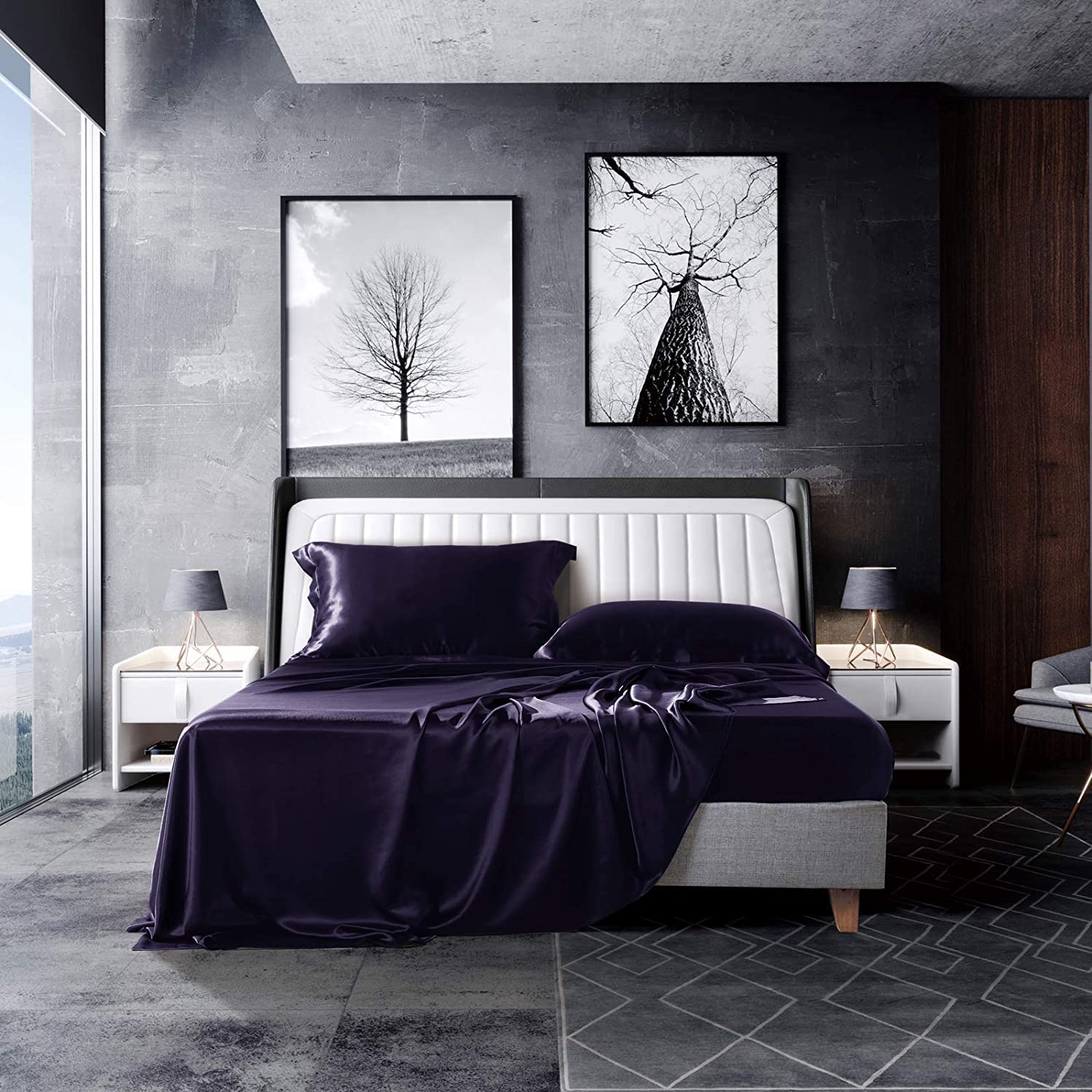 HusiAjie 100 Mulberry Silk Sheet Set 4 Pcs 19 Momme Silk Bed Sheets 6A Grade Real Pure Silk