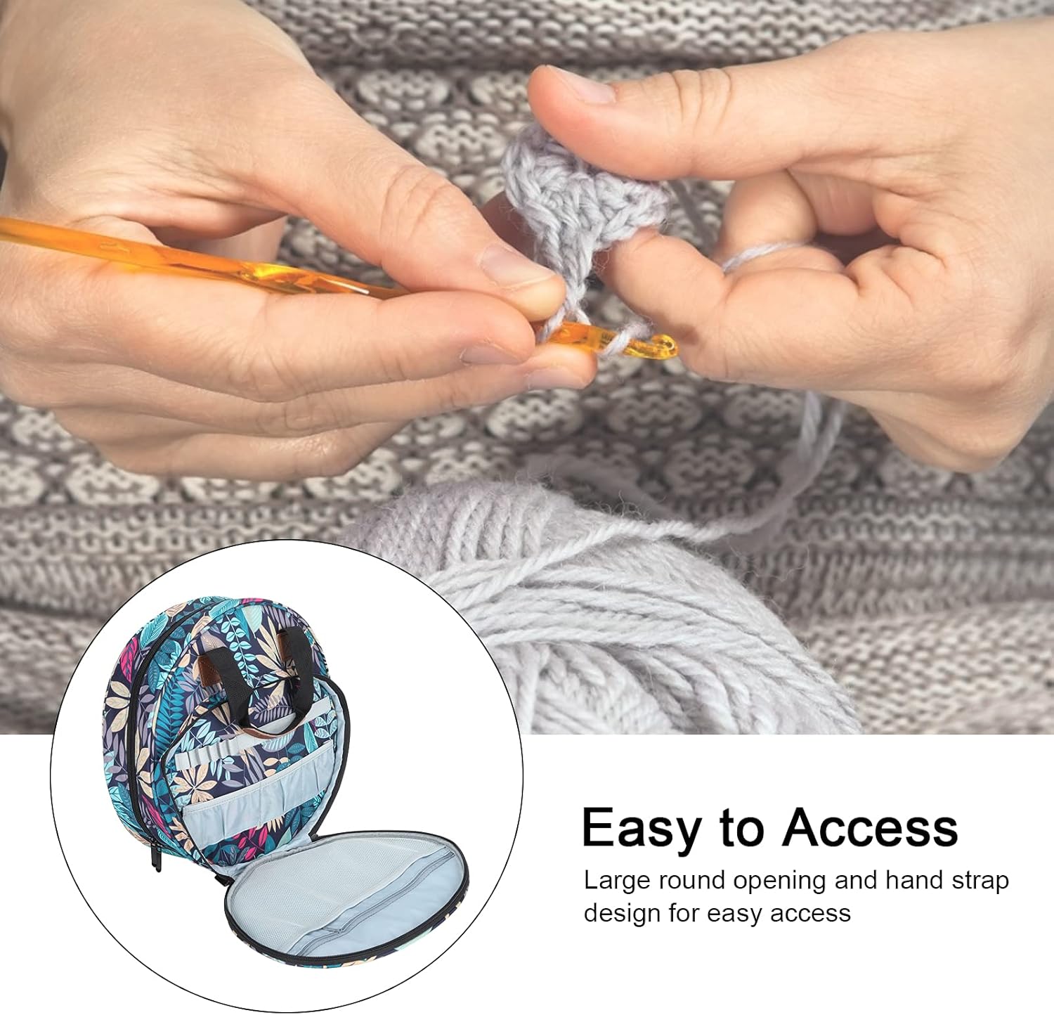 Embroidery Tool Storage Bag, Oxford Cloth Needle Organizer with Leaf Pattern, Wear - 600D Fabric Handbag for Knitting Crochet Supplies