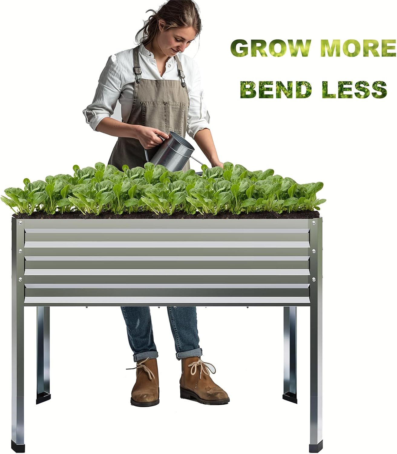 Galvanized Raised Garden Bed with Legs, 2PCS 48x18x31.5 Inch Elevated Metal Planter Box, 300lbs Capacity for Vegetables, Flowers, Herbs. Suitable for Garden, Balcony, Patio, Backyard.